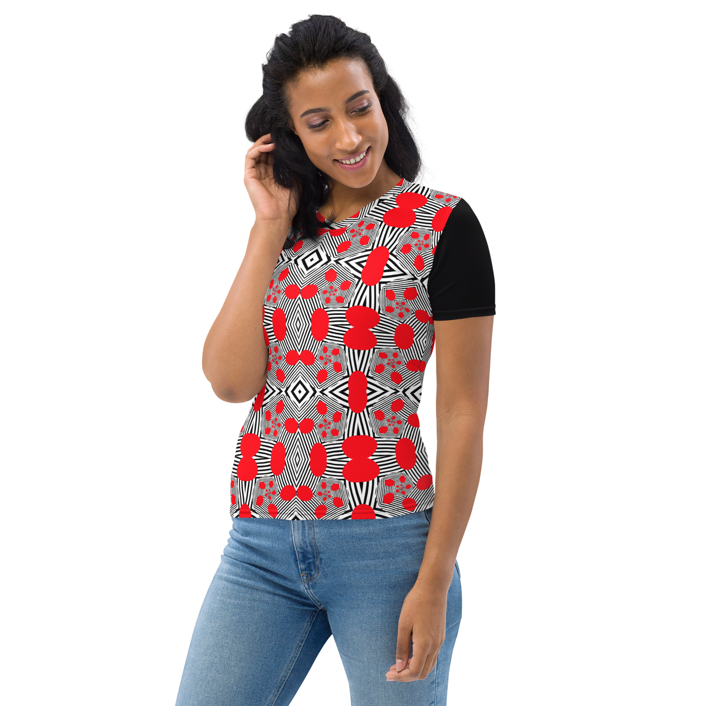 Women's T-shirt (Red Geometric)