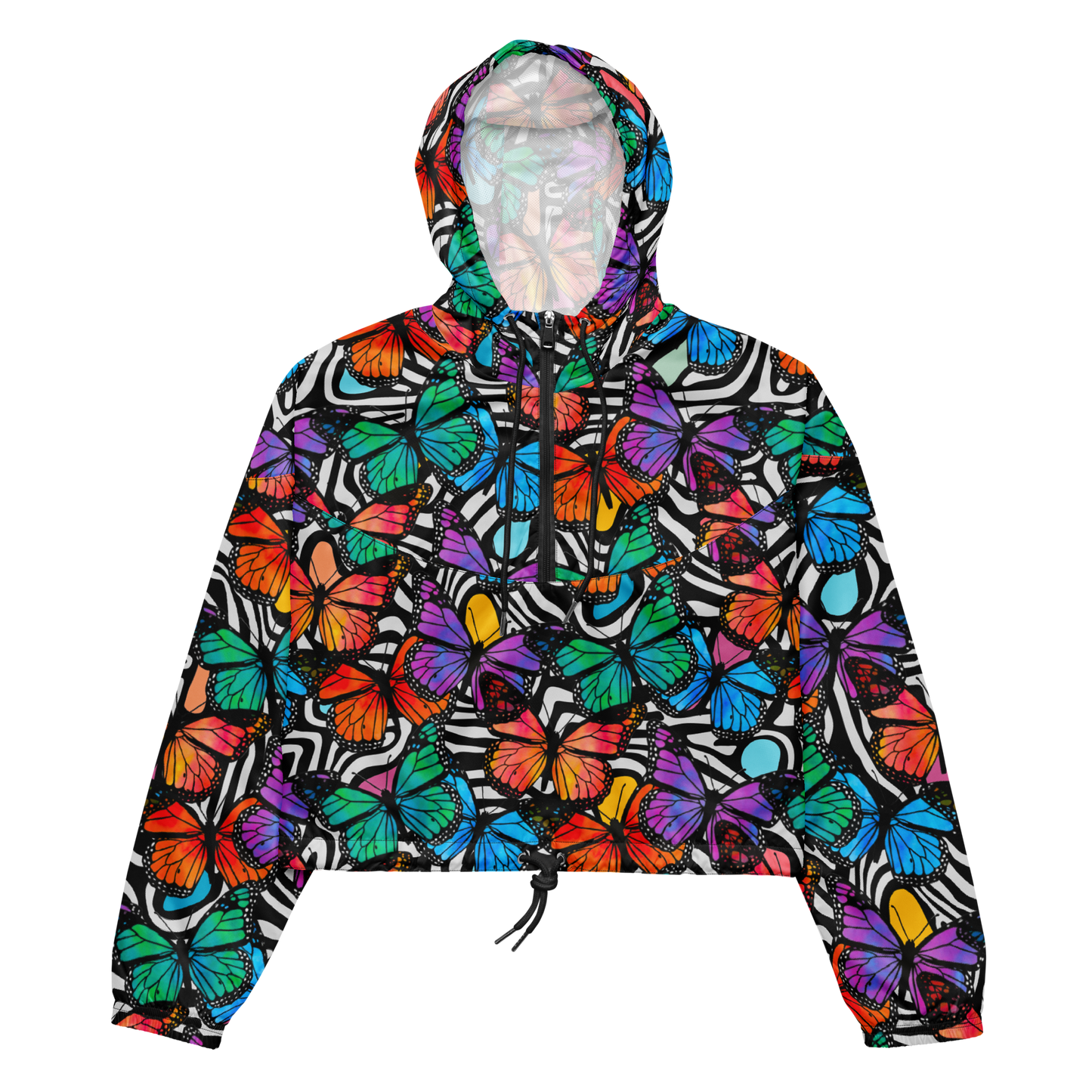 Cropped windbreaker (Butterflies - Black & White)