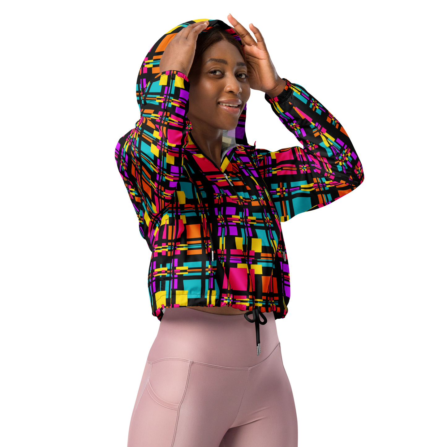 Cropped windbreaker (Rainbow Plaid)