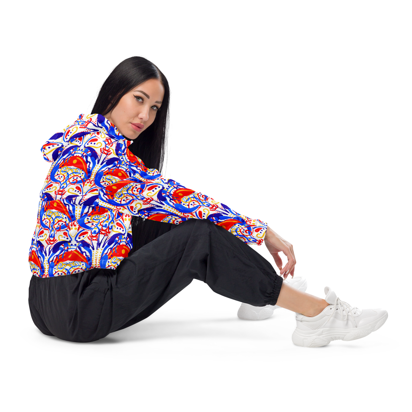 Cropped windbreaker (Talavera-inspired|White)