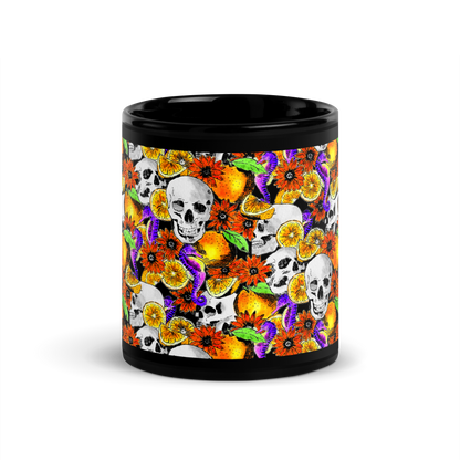 Black Glossy Mug (Skulls & Oranges)