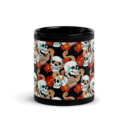 Black Glossy Mug (Poppies)