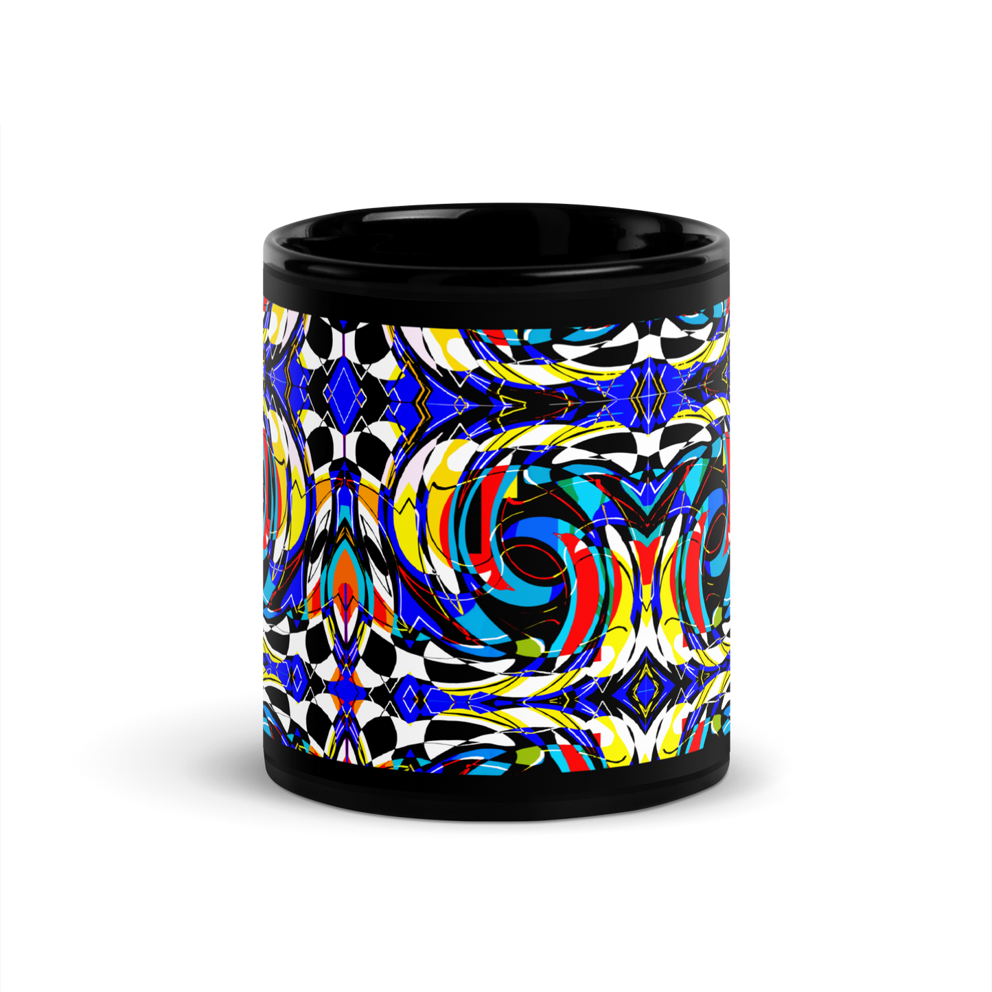 Black Glossy Mug (Blue Swirls)