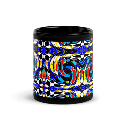 Black Glossy Mug (Blue Swirls)