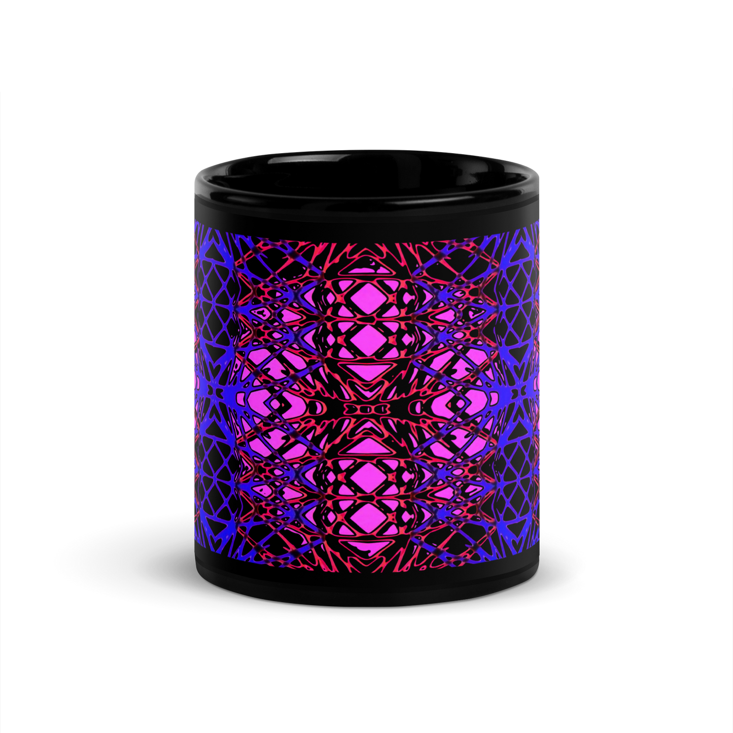 Black Glossy Mug (Neon Latticework)