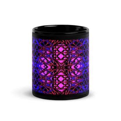 Black Glossy Mug (Neon Latticework)