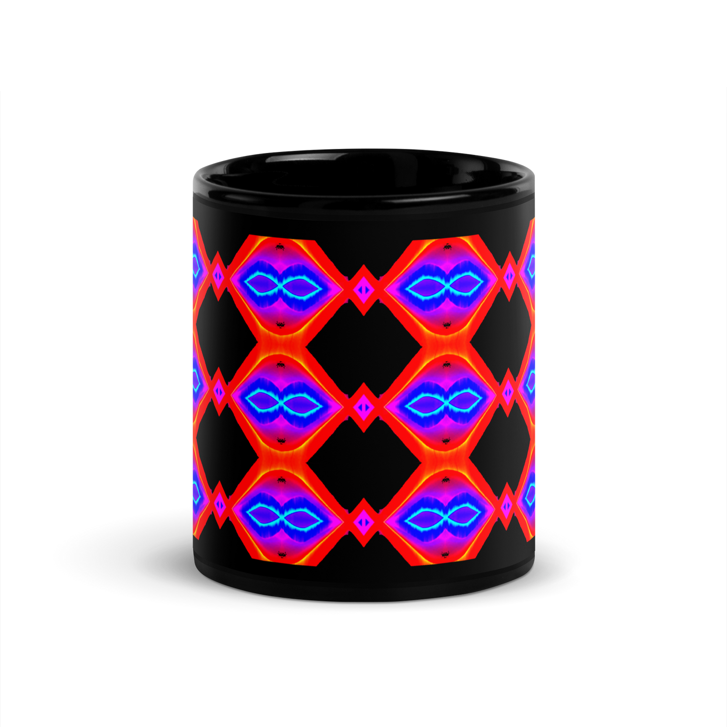 Black Glossy Mug (Neon Honeycomb)