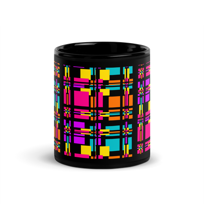 Black Glossy Mug (Rainbow Plaid)