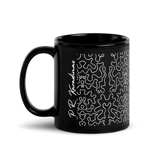 Black Glossy Mug (Black & White Squiggle)