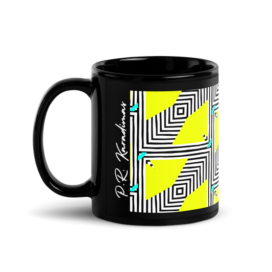 Black Glossy Mug (Retro Yellow)