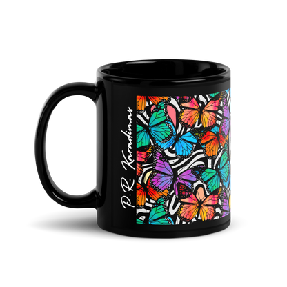 Black Glossy Mug (Butterflies|Black & White)