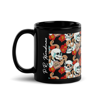 Black Glossy Mug (Poppies)