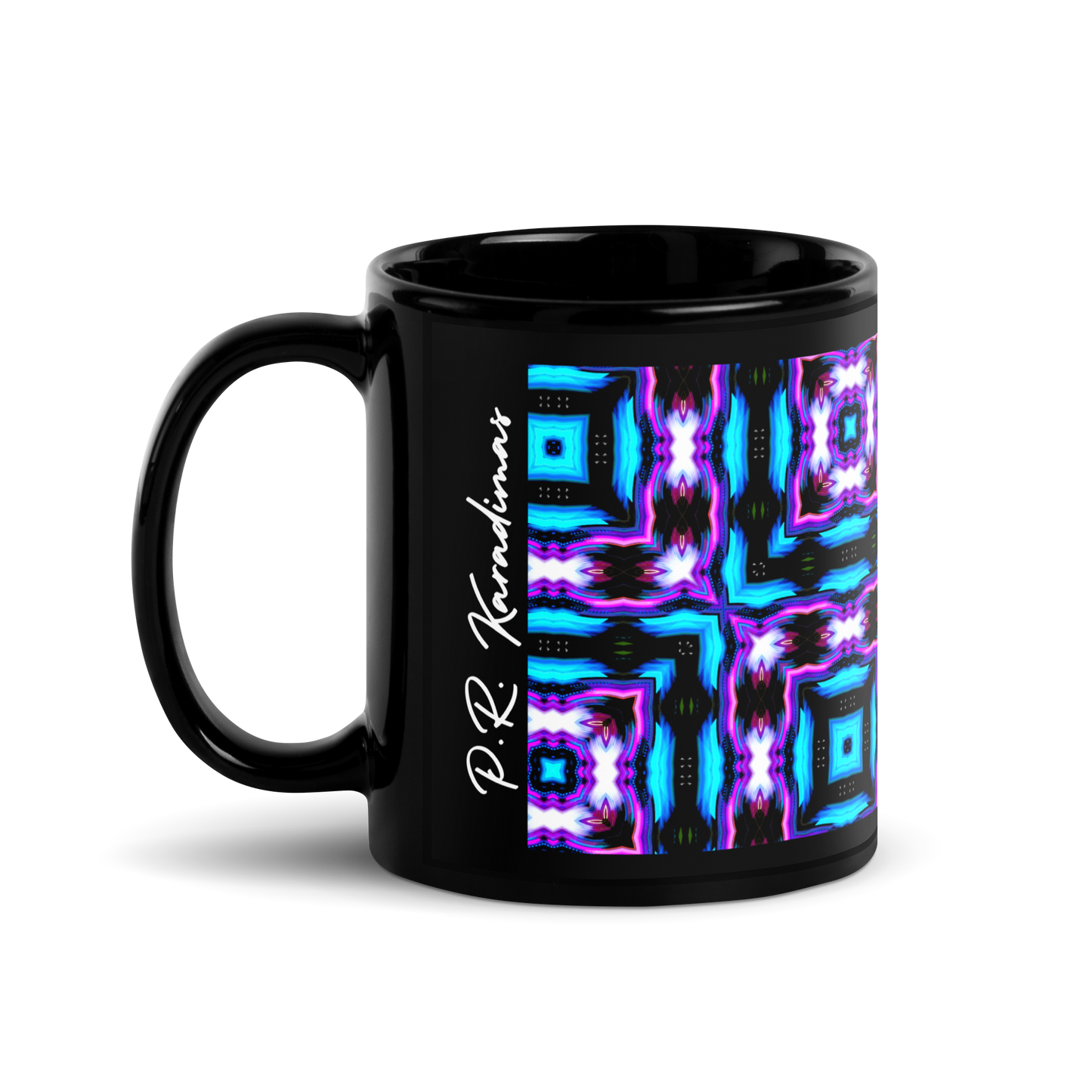 Black Glossy Mug (Neon Purple & Blue)