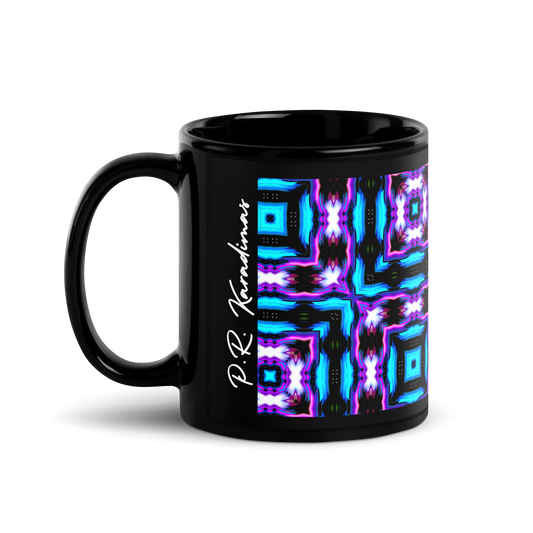 Black Glossy Mug (Neon Purple & Blue)