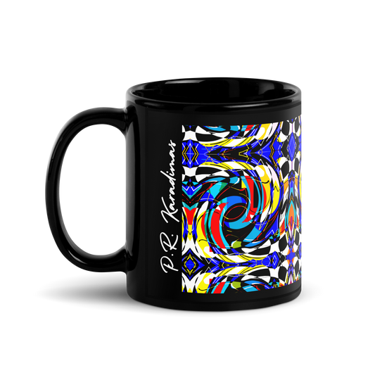 Black Glossy Mug (Blue Swirls)