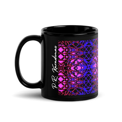 Black Glossy Mug (Neon Latticework)