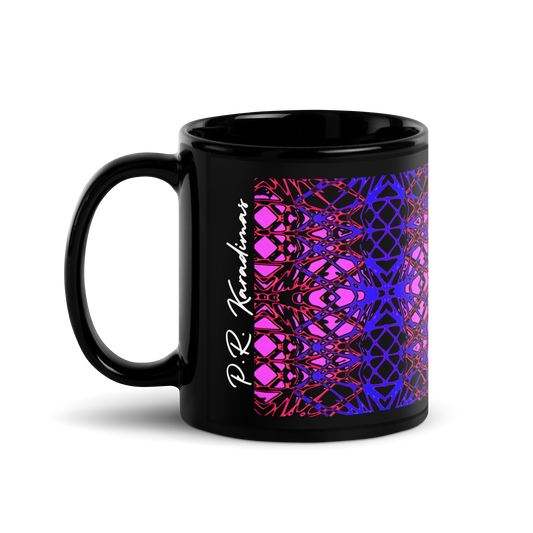 Black Glossy Mug (Neon Latticework)