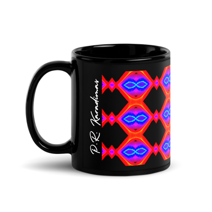 Black Glossy Mug (Neon Honeycomb)