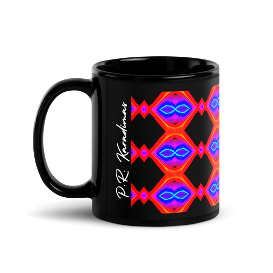 Black Glossy Mug (Neon Honeycomb)