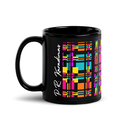 Black Glossy Mug (Rainbow Plaid)