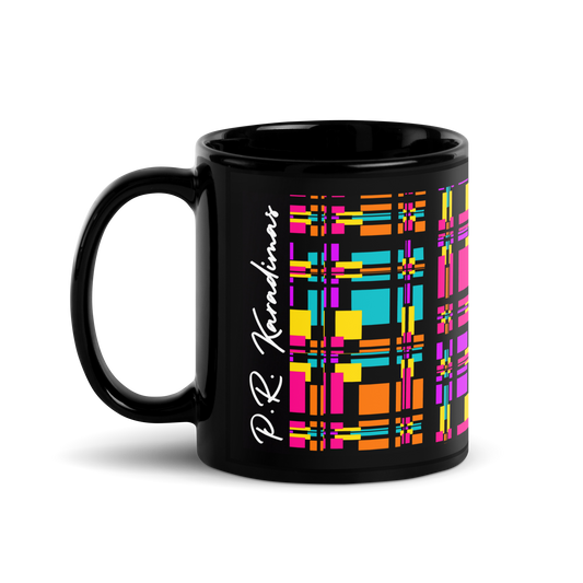 Black Glossy Mug (Rainbow Plaid)