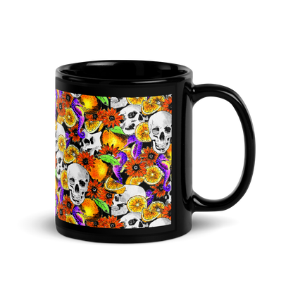 Black Glossy Mug (Skulls & Oranges)