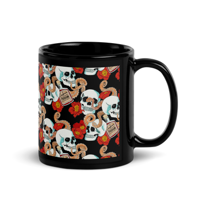 Black Glossy Mug (Poppies)