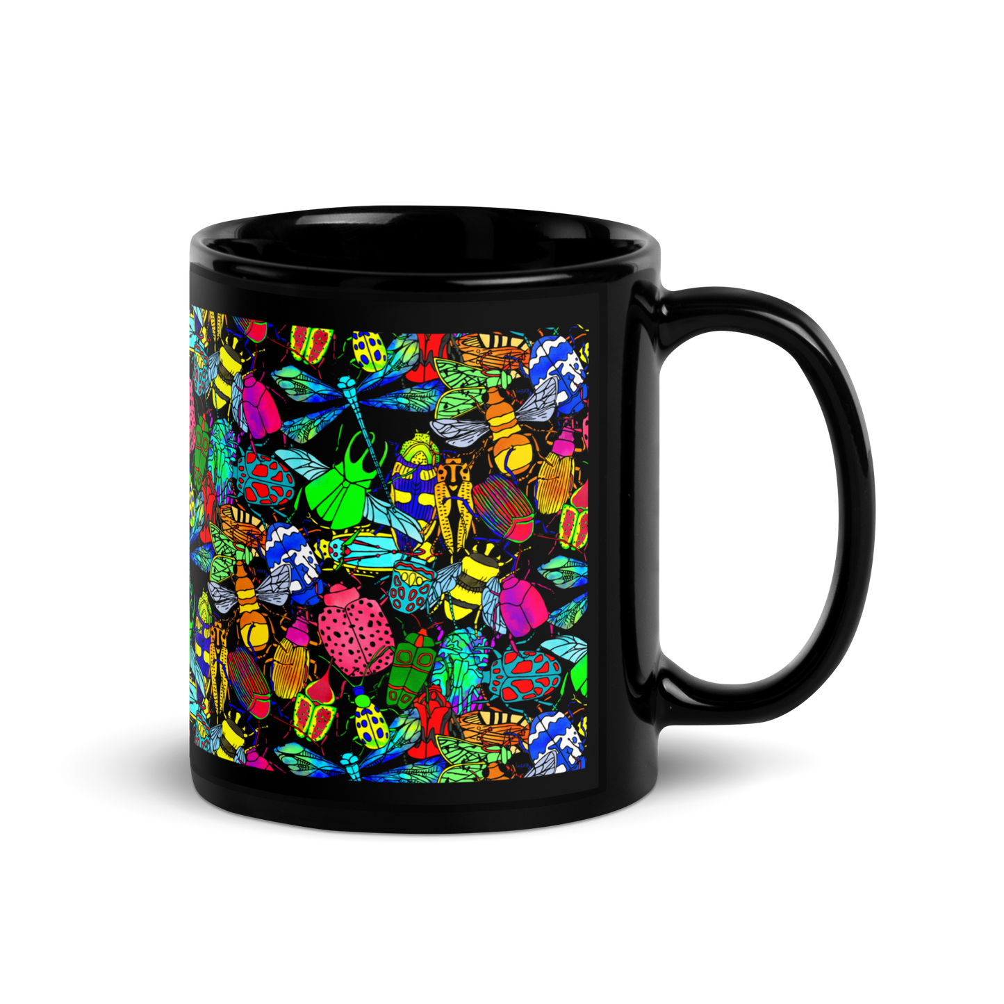 Black Glossy Mug (Small Bugs)