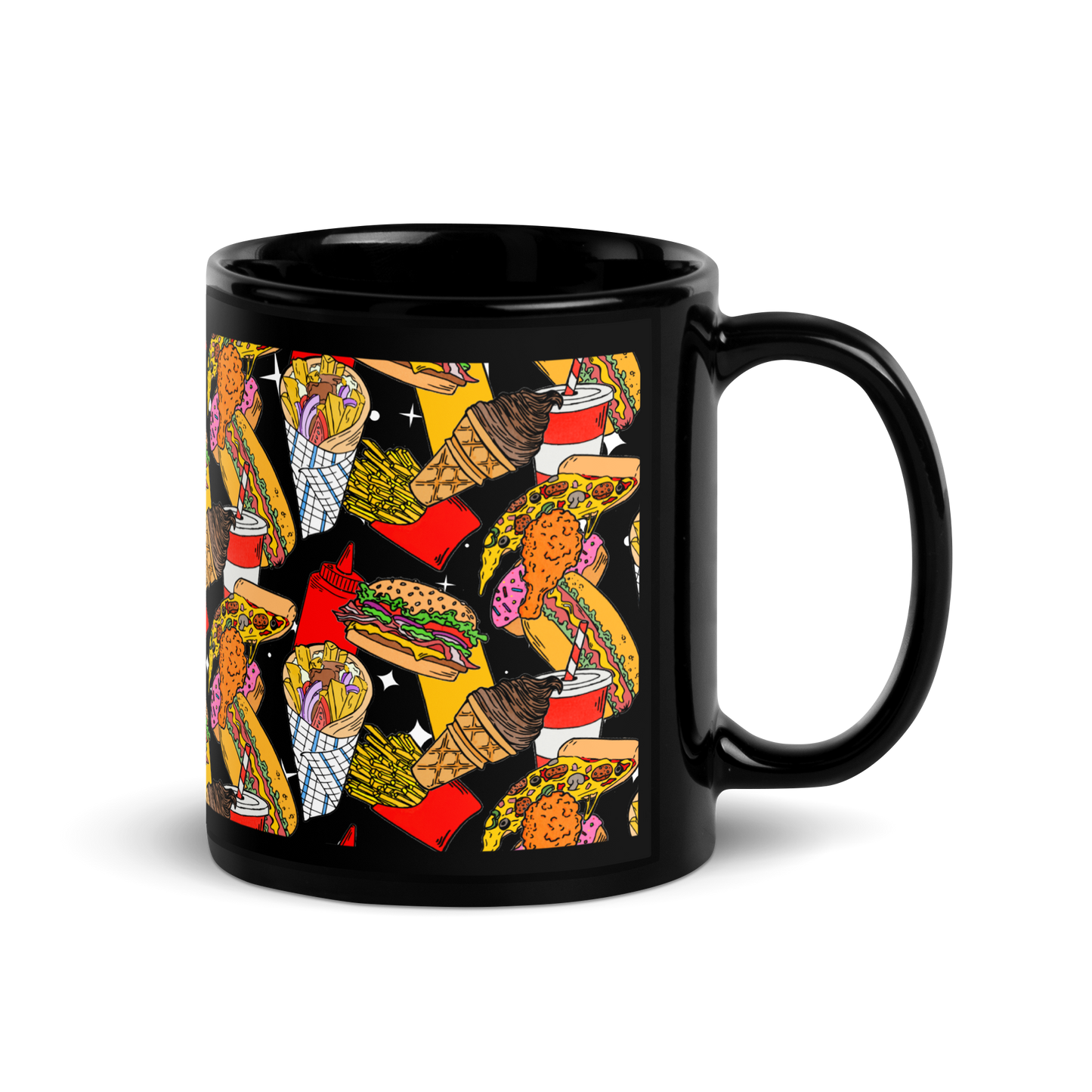 Black Glossy Mug (Fast Food)