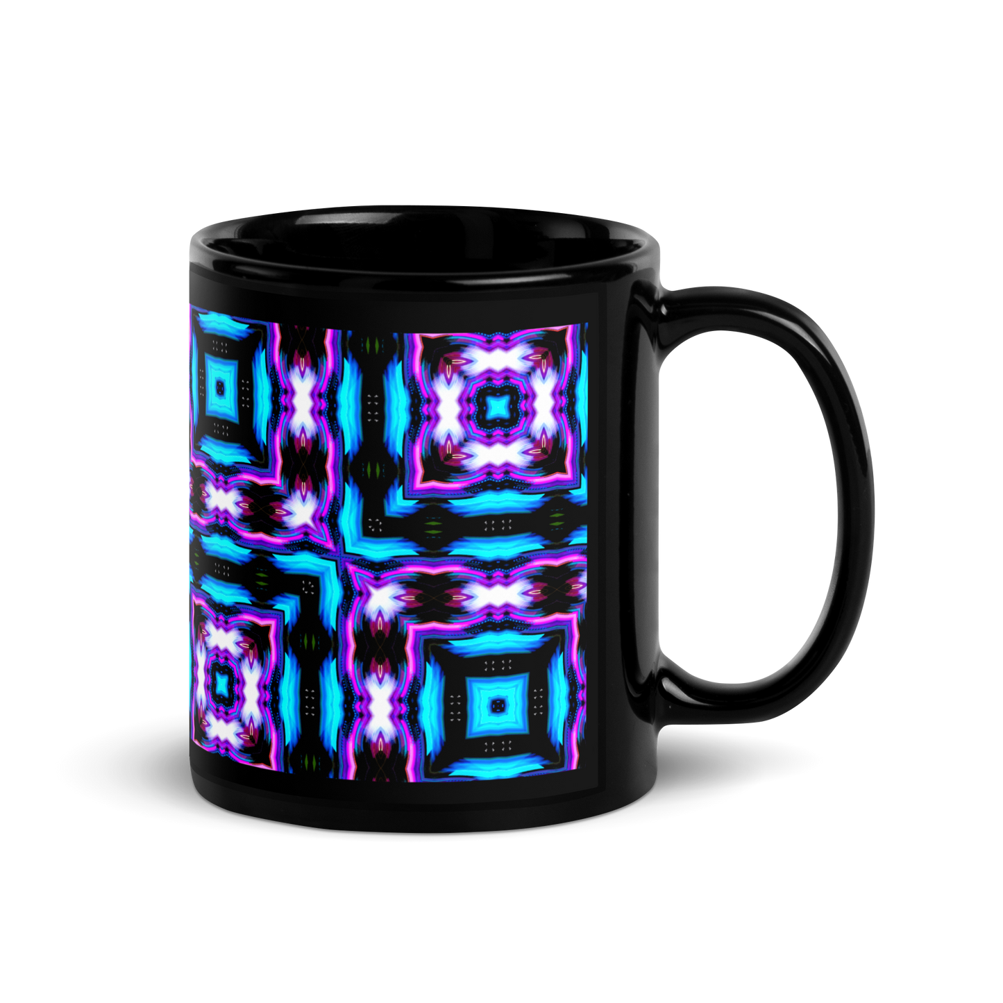 Black Glossy Mug (Neon Purple & Blue)