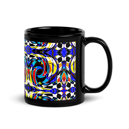 Black Glossy Mug (Blue Swirls)