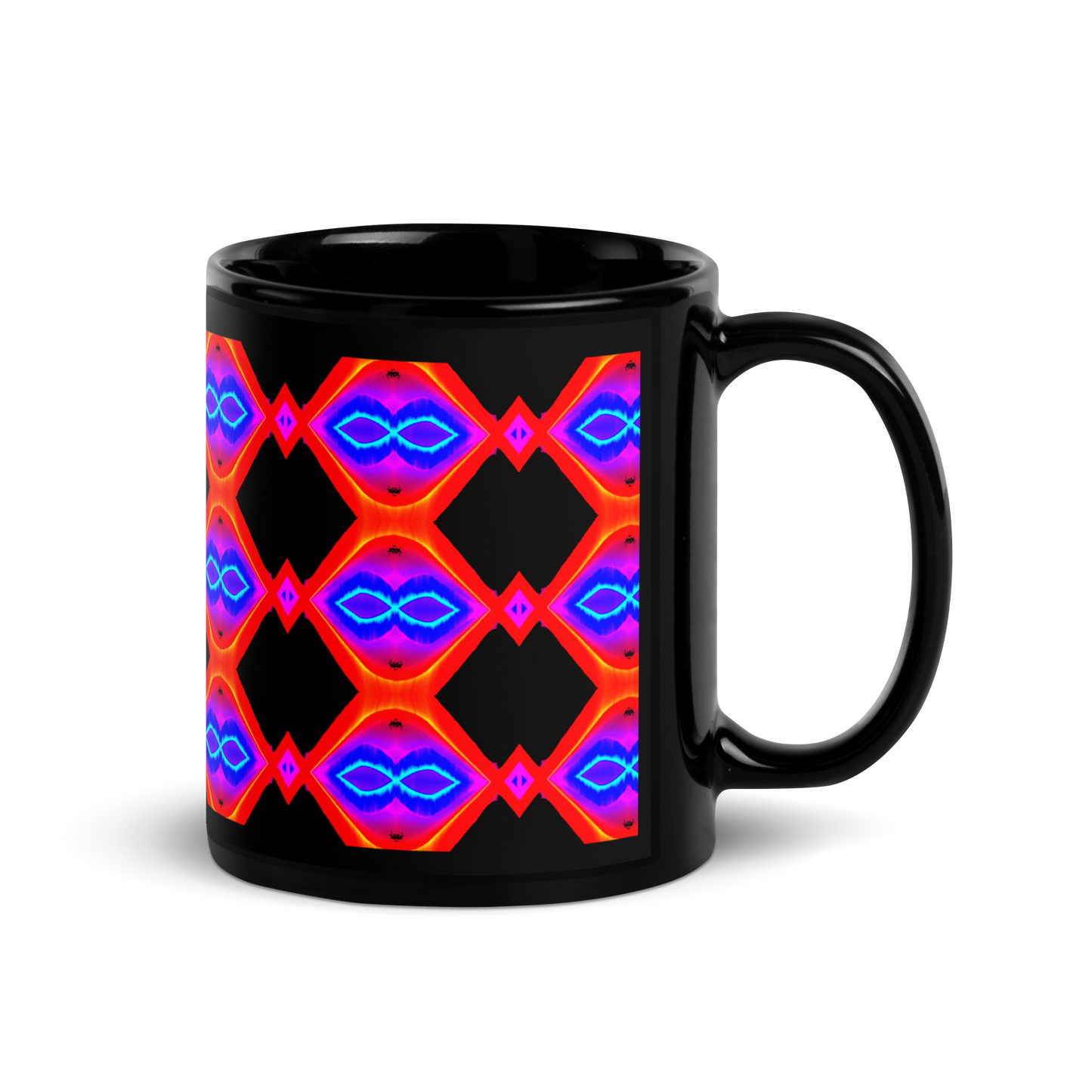 Black Glossy Mug (Neon Honeycomb)