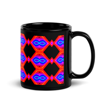 Black Glossy Mug (Neon Honeycomb)