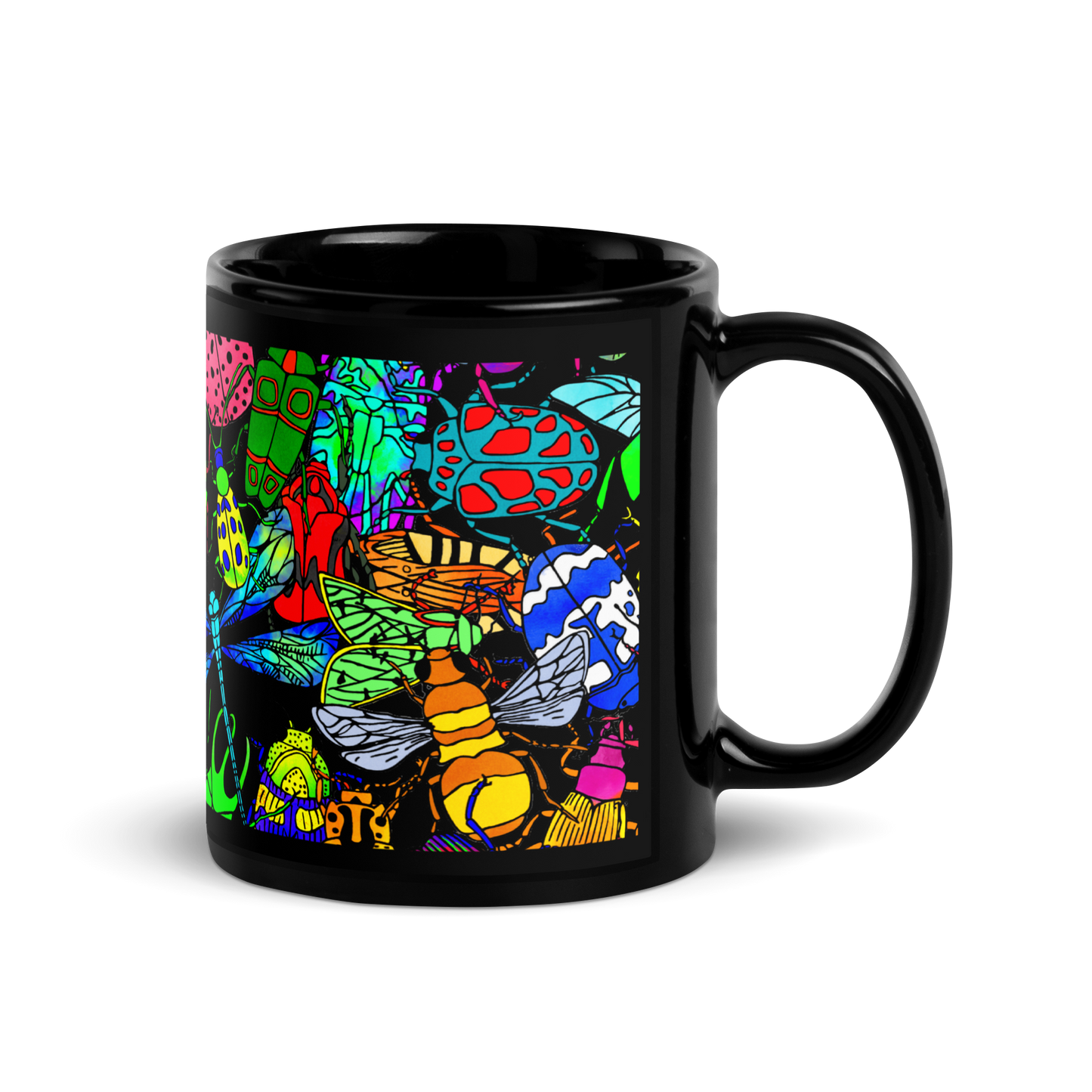 Black Glossy Mug (Big Bugs)