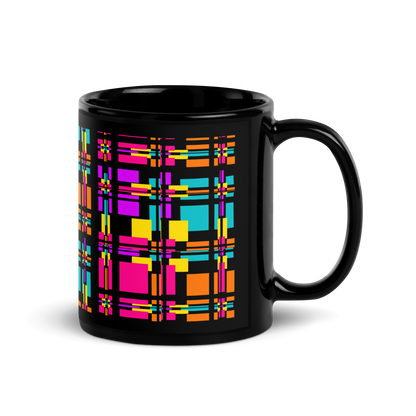 Black Glossy Mug (Rainbow Plaid)