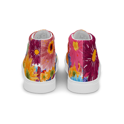 Men’s high top canvas shoes (Watercolor Flowers)