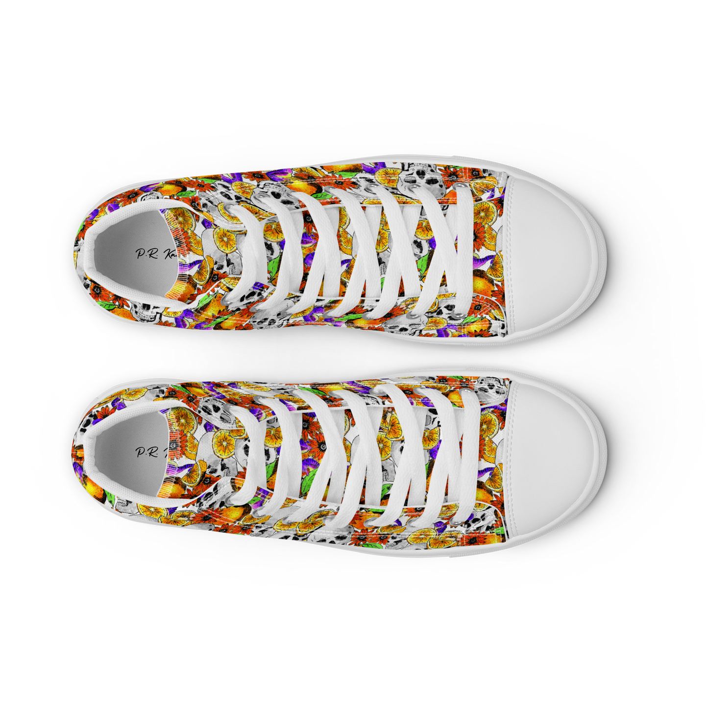 Men’s high top canvas shoes (Skulls & Oranges)