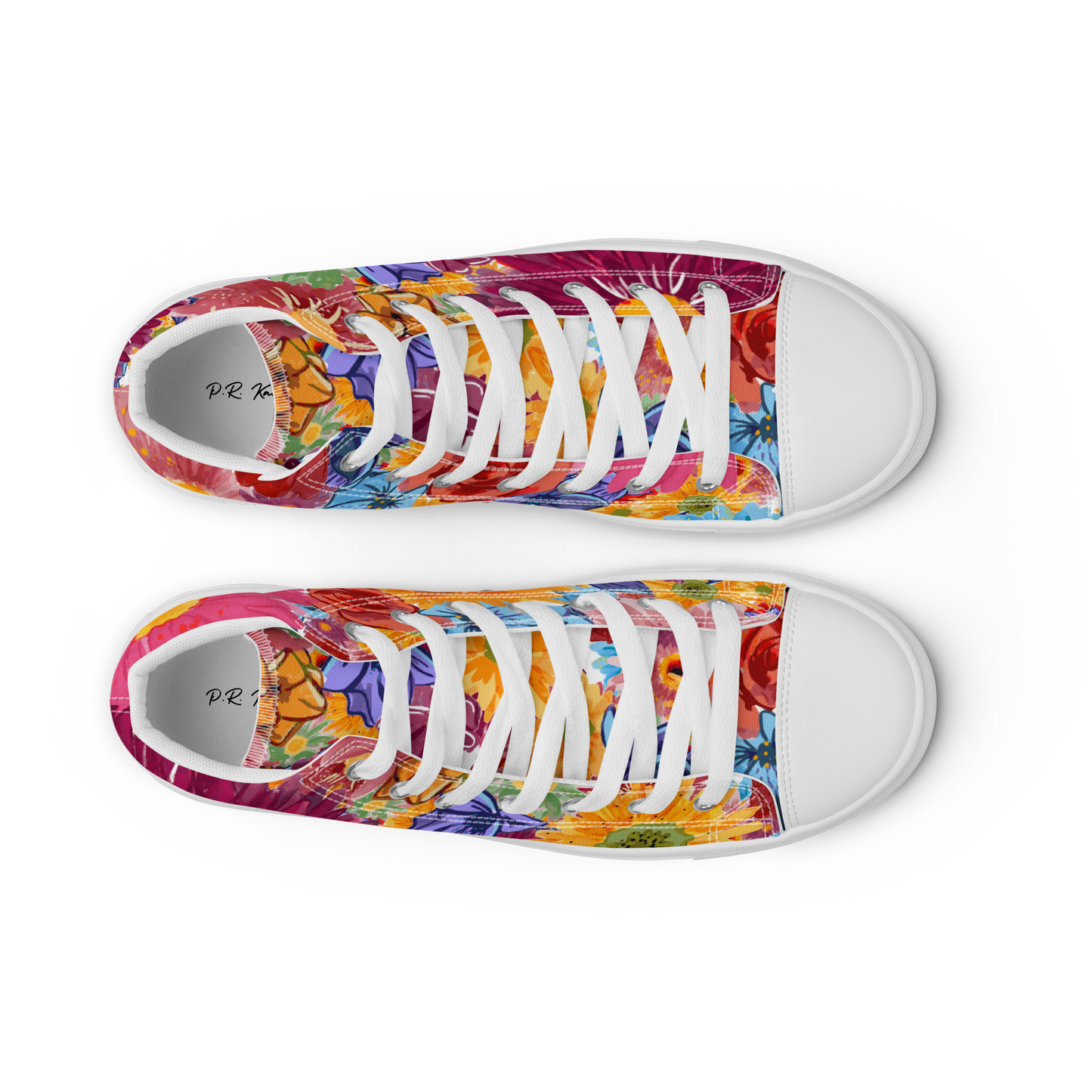 Men’s high top canvas shoes (Watercolor Flowers)