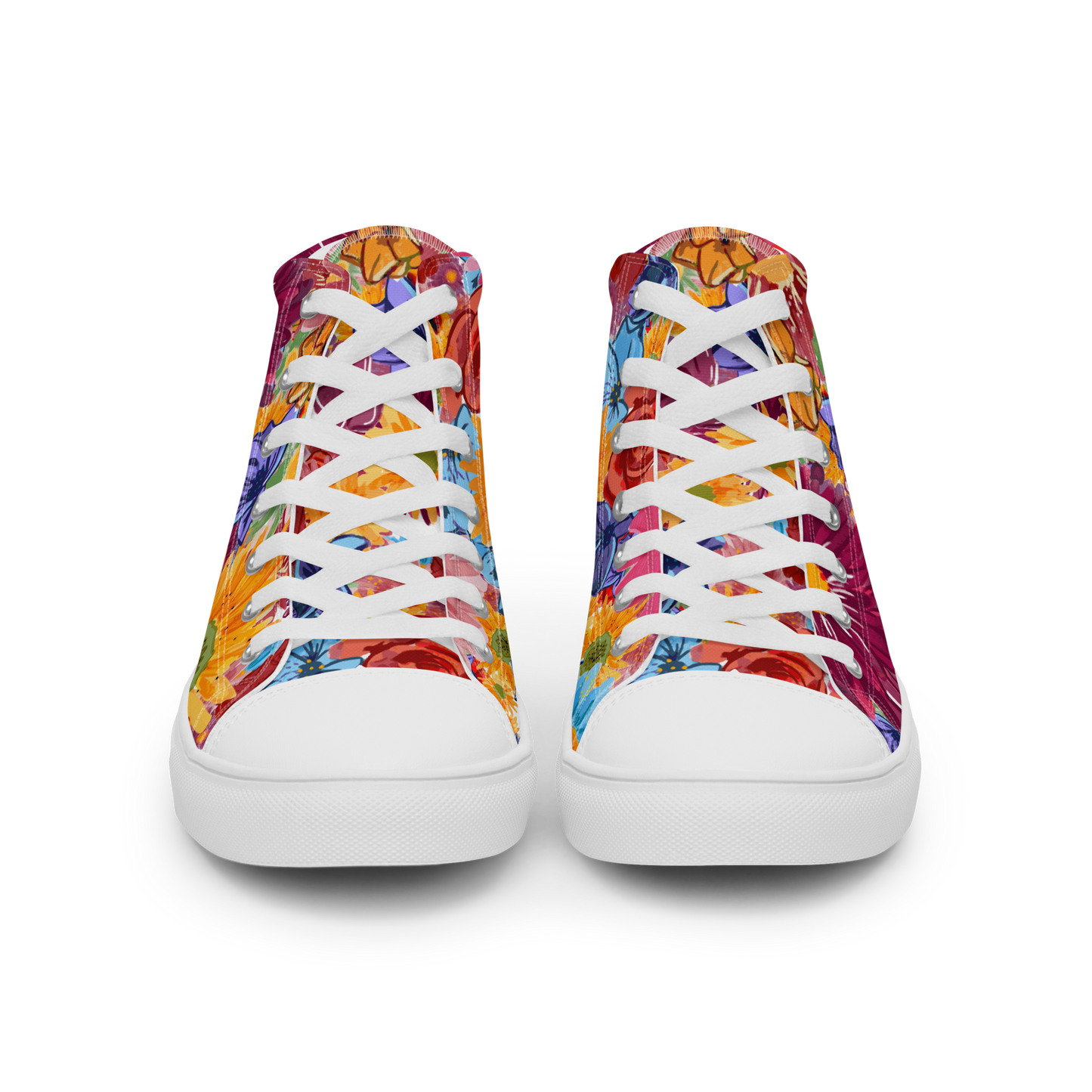 Men’s high top canvas shoes (Watercolor Flowers)