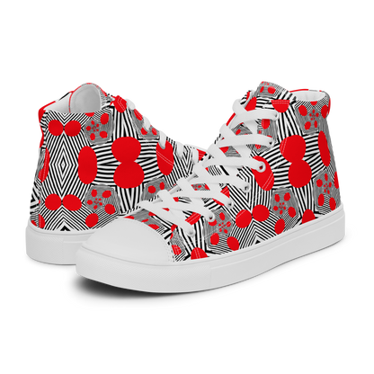 Men’s high top canvas shoes (Red Geometric)