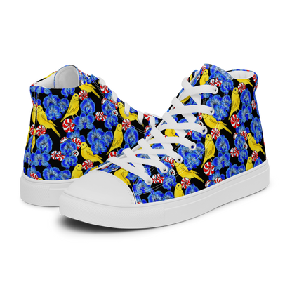 Men’s high top canvas shoes (Canaries & Orchids)