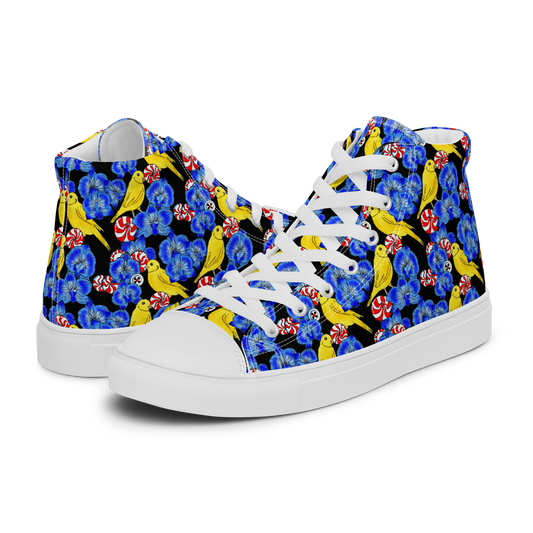 Men’s high top canvas shoes (Canaries & Orchids)