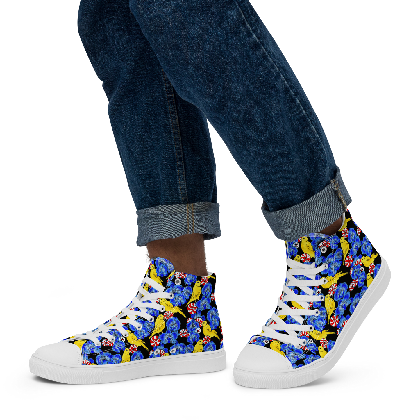 Men’s high top canvas shoes (Canaries & Orchids)