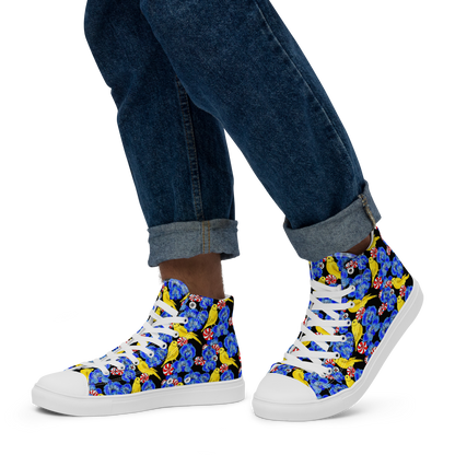 Men’s high top canvas shoes (Canaries & Orchids)