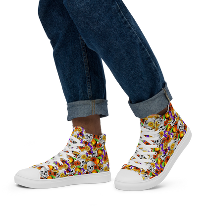 Men’s high top canvas shoes (Skulls & Oranges)