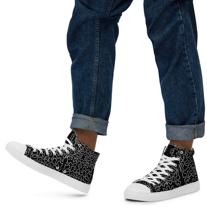 Men’s high top canvas shoes (Black & White Squiggle)