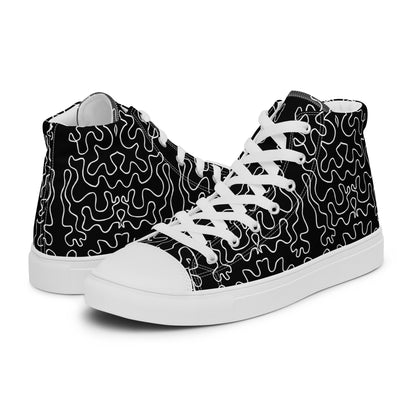 Men’s high top canvas shoes (Black & White Squiggle)