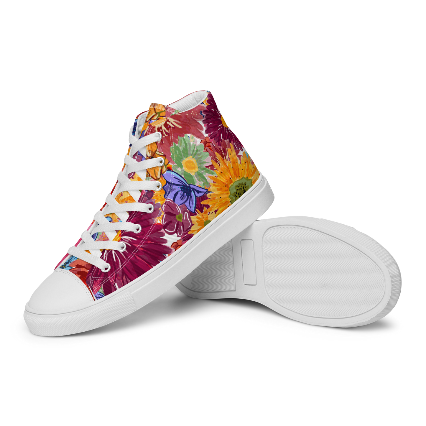 Men’s high top canvas shoes (Watercolor Flowers)