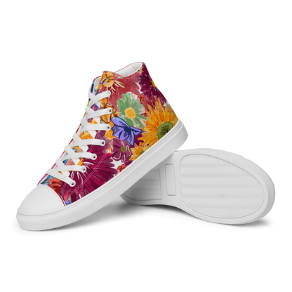 Men’s high top canvas shoes (Watercolor Flowers)