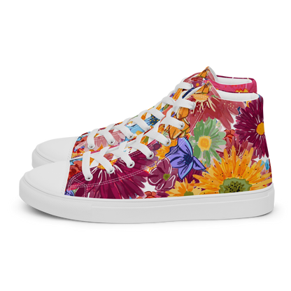 Men’s high top canvas shoes (Watercolor Flowers)